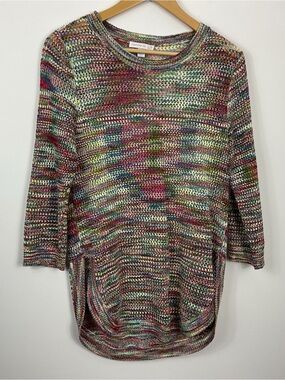 Westport 1962 Open Knit Rainbow Sweater Top Womens Size Medium